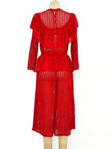 Red Lace Ruffle Crochet Dress Dress arcadeshops.com