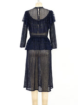 Indigo Lace Ruffle Crochet Dress Dress arcadeshops.com