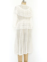 White Lace Ruffle Crochet Dress Dress arcadeshops.com