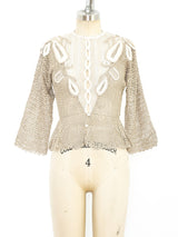 Button Front Hand Crochet Top Jacket arcadeshops.com