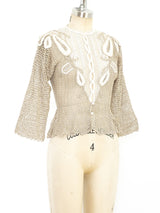 Button Front Hand Crochet Top Jacket arcadeshops.com