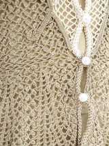 Button Front Hand Crochet Top Jacket arcadeshops.com