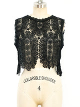 Black Crochet Cropped Tank Top Top arcadeshops.com