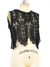 Black Crochet Cropped Tank Top Top arcadeshops.com