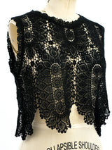 Black Crochet Cropped Tank Top Top arcadeshops.com