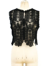 Black Crochet Cropped Tank Top Top arcadeshops.com