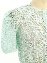 Button Front Hand Crochet Top Top arcadeshops.com