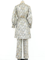 Metallic Silver and Gold Tunic Ensemble Suit arcadeshops.com