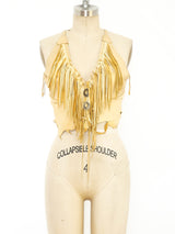 Fringed Leather Tank Top Top arcadeshops.com