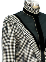 Louis Feraud Gingham Ruffle Blouse Top arcadeshops.com