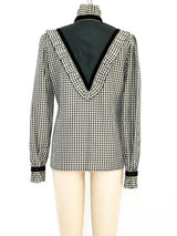 Louis Feraud Gingham Ruffle Blouse Top arcadeshops.com