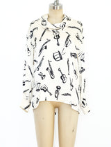 Escada Instrument Printed Silk Blouse Top arcadeshops.com