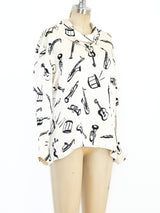 Escada Instrument Printed Silk Blouse Top arcadeshops.com