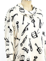 Escada Instrument Printed Silk Blouse Top arcadeshops.com