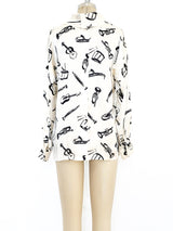 Escada Instrument Printed Silk Blouse Top arcadeshops.com