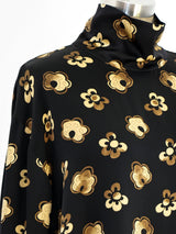 Floral Printed Silk Charmeuse Blouse Top arcadeshops.com