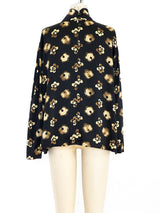 Floral Printed Silk Charmeuse Blouse Top arcadeshops.com