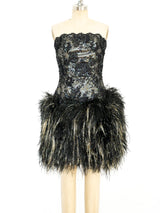 Victor Costa Feathered Cocktail Dress Dress arcadeshops.com