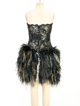 Victor Costa Feathered Cocktail Dress Dress arcadeshops.com