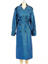 Blue Sequin Printed Trench Coat Jacket arcadeshops.com