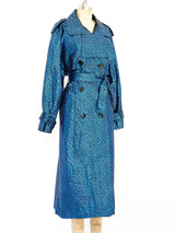 Blue Sequin Printed Trench Coat Jacket arcadeshops.com