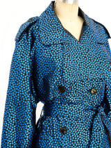 Blue Sequin Printed Trench Coat Jacket arcadeshops.com
