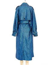 Blue Sequin Printed Trench Coat Jacket arcadeshops.com