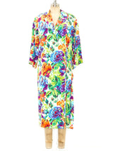 Gianfranco Ferre Floral Ikat Print Silk Dress Dress arcadeshops.com