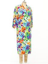 Gianfranco Ferre Floral Ikat Print Silk Dress Dress arcadeshops.com