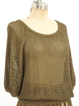 Dark Khaki Open Crochet Skirt Ensemble Suit arcadeshops.com