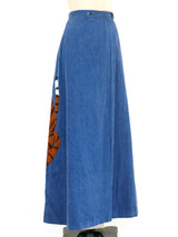 Hand Painted Denim Wrap Skirt Bottom arcadeshops.com