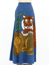 Hand Painted Denim Wrap Skirt Bottom arcadeshops.com