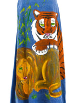 Hand Painted Denim Wrap Skirt Bottom arcadeshops.com