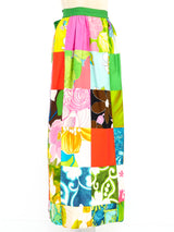 Neon Patchwork Maxi Wrap Skirt Bottom arcadeshops.com