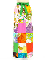 Neon Patchwork Maxi Wrap Skirt Bottom arcadeshops.com