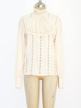 Ivory Silk and Lace Blouse Top arcadeshops.com