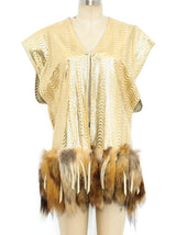 Fur Trimmed Leather Vest Jacket arcadeshops.com