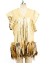 Fur Trimmed Leather Vest Jacket arcadeshops.com