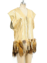 Fur Trimmed Leather Vest Jacket arcadeshops.com