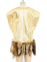 Fur Trimmed Leather Vest Jacket arcadeshops.com