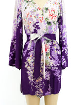 Lavender Floral Belted Jacket Jacket arcadeshops.com