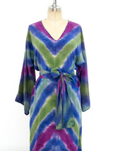 Silk Tie Dye Belted Dress Dress arcadeshops.com