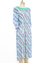 Watercolor Printed Silk Chiffon Dress Dress arcadeshops.com