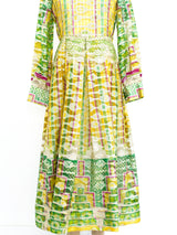 Metallic Multicolor Citrus Pleated Gown Dress arcadeshops.com