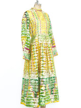 Metallic Multicolor Citrus Pleated Gown Dress arcadeshops.com