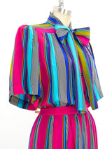 Yves Saint Laurent Multicolor Striped Silk Dress Dress arcadeshops.com