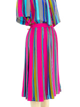 Yves Saint Laurent Multicolor Striped Silk Dress Dress arcadeshops.com