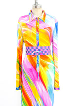 Leonard Paris Belted Neon Print Dress Dress arcadeshops.com