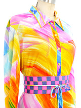 Leonard Paris Belted Neon Print Dress Dress arcadeshops.com