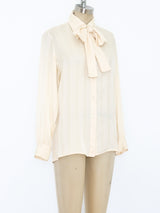 Gucci Ivory Silk Logo Jacquard Top Top arcadeshops.com